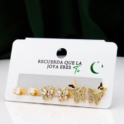 Set de aretes x3 en Covergold Rodinado