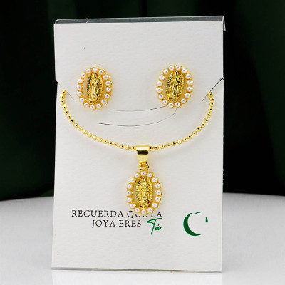 Set Aretes y Collar en Covergold Rodinado