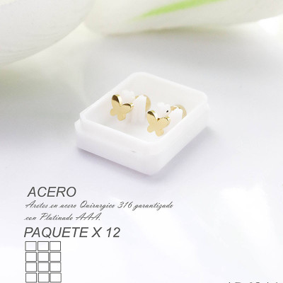 Aretes de seguridad de mariposa en acero paquete x 12