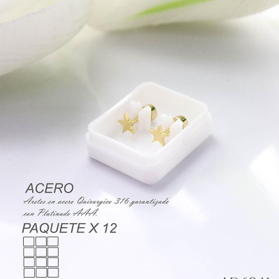 Aretes de seguridad de estrella en acero paquete x 12