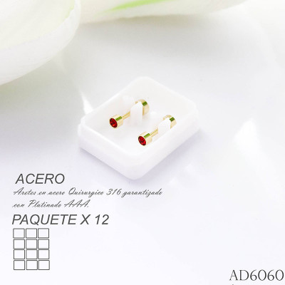 aretes de seguridad rojo en acero paquete x 12