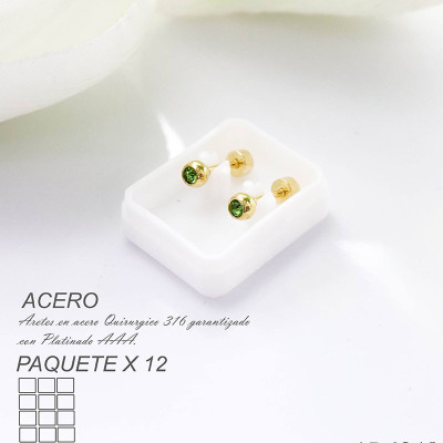 Aretes de seguridad verde en acero paquete x 12