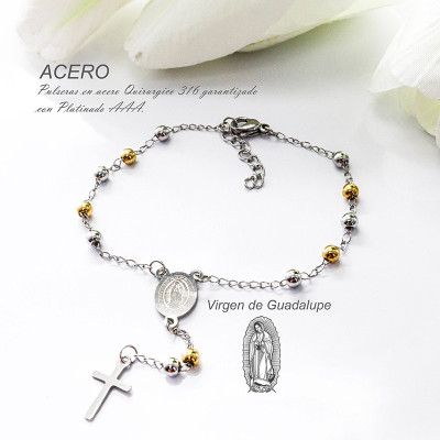 Pulsera de la virgen de Guadalupe en acero