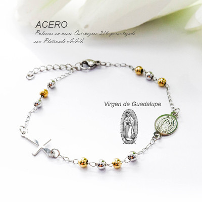 Pulsera de la virgen de Guadalupe en acero