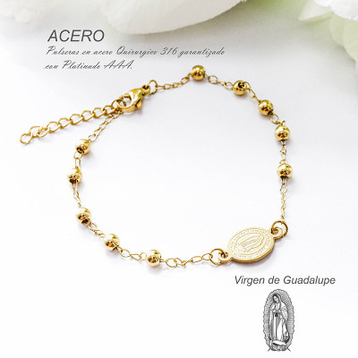Pulsera de la virgen de Guadalupe en acero