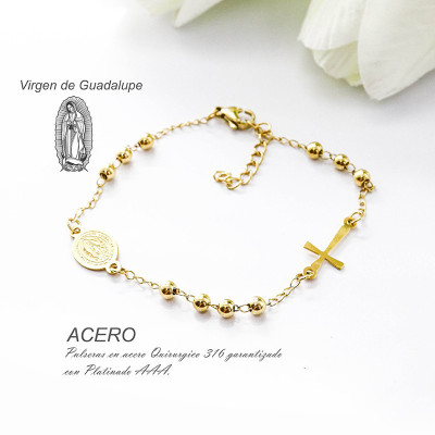 Pulsera de la virgen de Guadalupe en acero