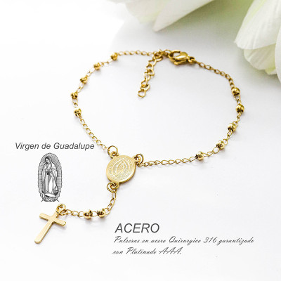 Pulsera de la virgen de Guadalupe en acero