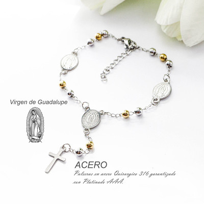 Pulsera de la virgen de Guadalupe en acero