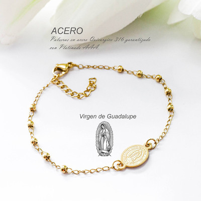 Pulsera de la virgen de Guadalupe en acero