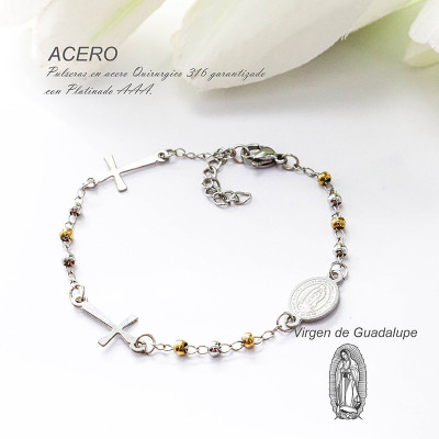 Pulsera de la virgen de Guadalupe en acero