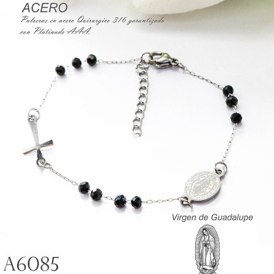 Pulsera de la virgen de Guadalupe en acero
