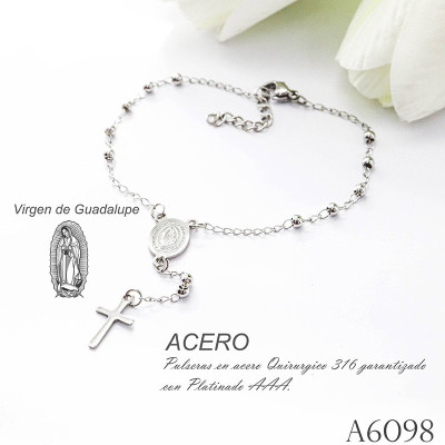 Pulsera de la virgen de Guadalupe en acero