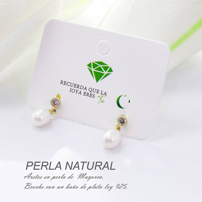 Aretes colgante de perla natural