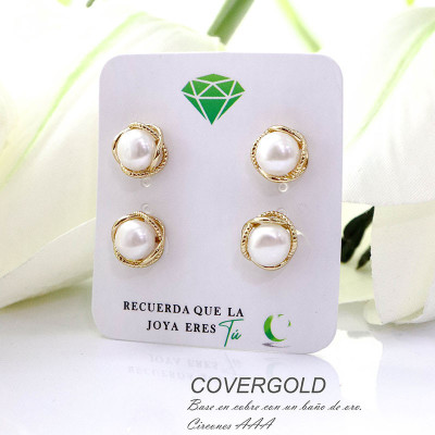 Aretes de perla  en covergold