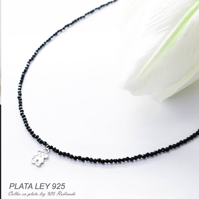 Collar de Ónix nano facetada en plata ley 925