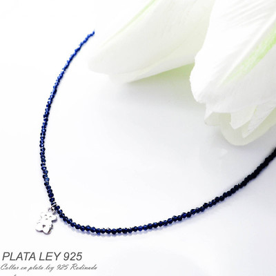 Collar de Lluvia de plata  nano facetada en plata ley 925