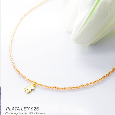 Collar de Citrino nano facetada en plata ley 925
