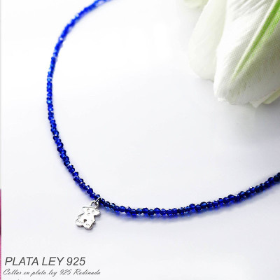Collar de Lapislázuli nano facetada en plata ley 925