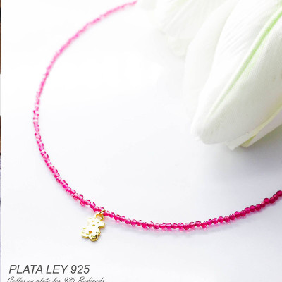 Collar de cuarzo nano facetada en plata ley 925