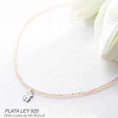 Collar de cuarzo boreal nano facetado plata 925