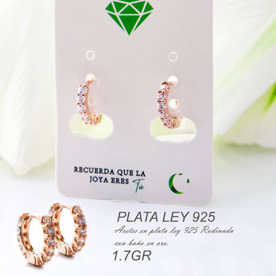 Candongas con circones en plata ley 925 GR 1.7