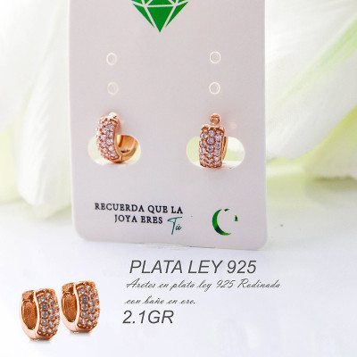 Mini candongas rosadas en plata ley 925 GR 2.1