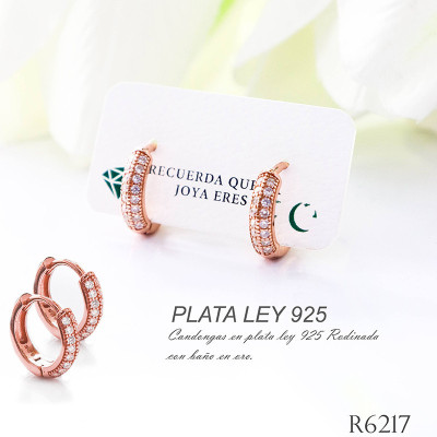 Candongas rosadas en plata ley 925