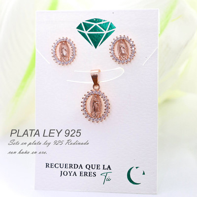Set de virgen rosada en plata ley 925