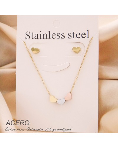 Set En Acero En Forma De Corazón