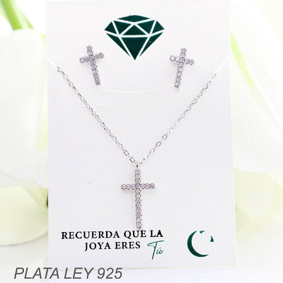 Set de cruz en plata ley 925