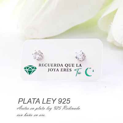 Aretes de circón blanco en plata ley 925
