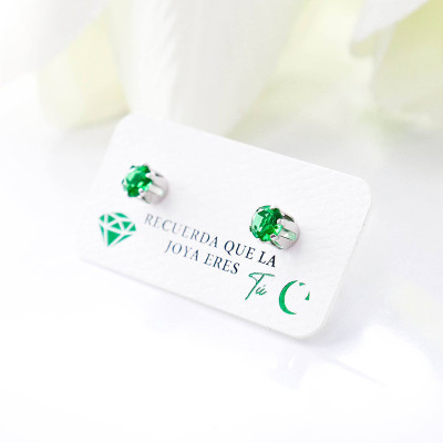 Aretes de circón verde en plata ley 925