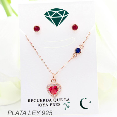Set de corazón en plata ley 925