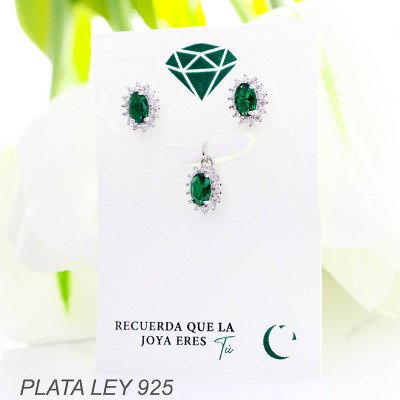 Set de topos y dije en plata ley 925
