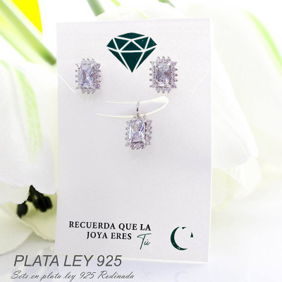 Set de topos y dije en plata ley 925