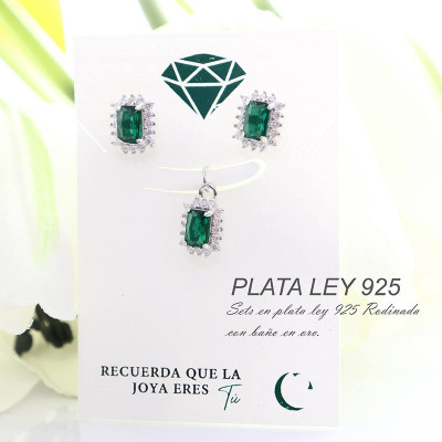 Set de topos y dije en plata ley 925