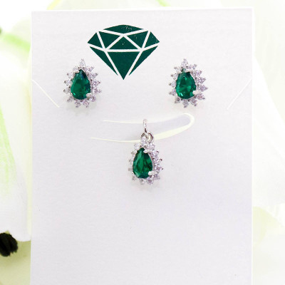 Set de topos y dije en plata ley 925