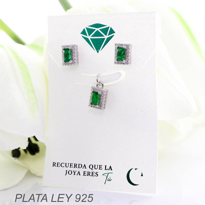 Set de topos y dije en plata ley 925