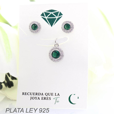 Set de topos y dijes en plata ley 925