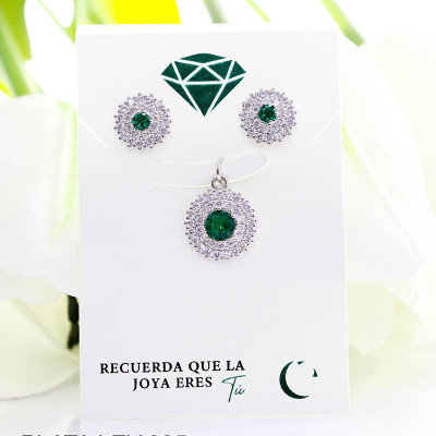 Set de topos y dijes en plata ley 925