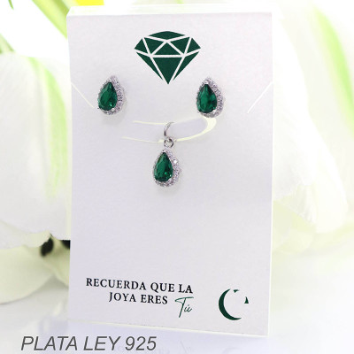 Set de topos y dijes en plata ley 925