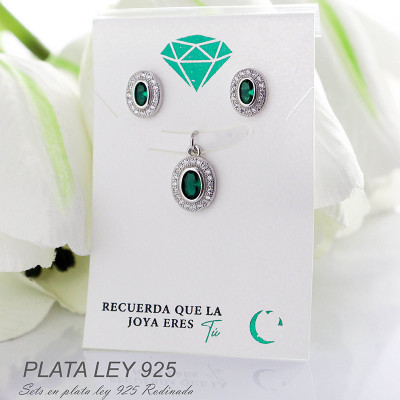 Set de topos y dijes en plata ley 925