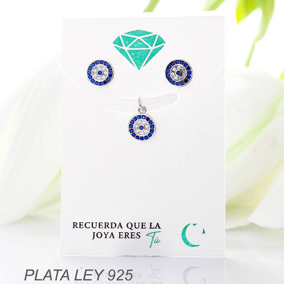 Set de topos y dijes en plata ley 925