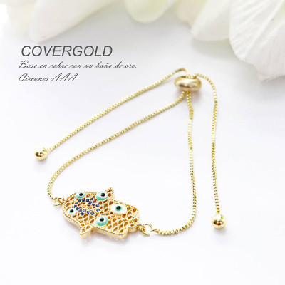 Pulsera de la mano de Hamsa en covergold