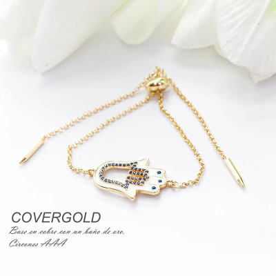 Pulsera de la mano de Hamsa en covergold