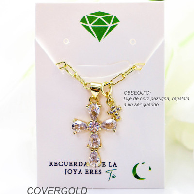 Collar con dije de cruz en covergold