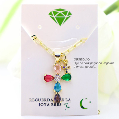 Collar con dije de cruz en covergold