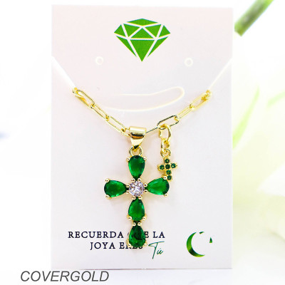 Collar con dije de cruz en covergold