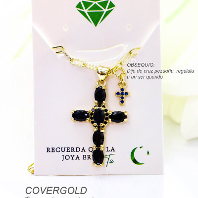 Collar con dije de cruz en covergold