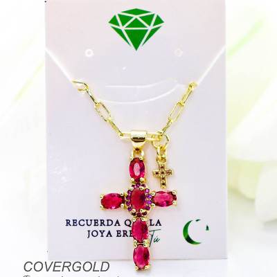 Collar con dije de cruz en covergold